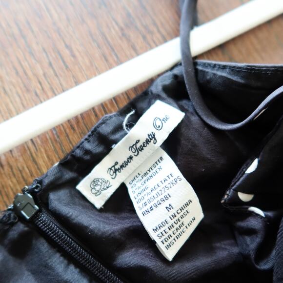 Vintage Forever 21 Black Polka Dot Dress Medium - Picture 9 of 9